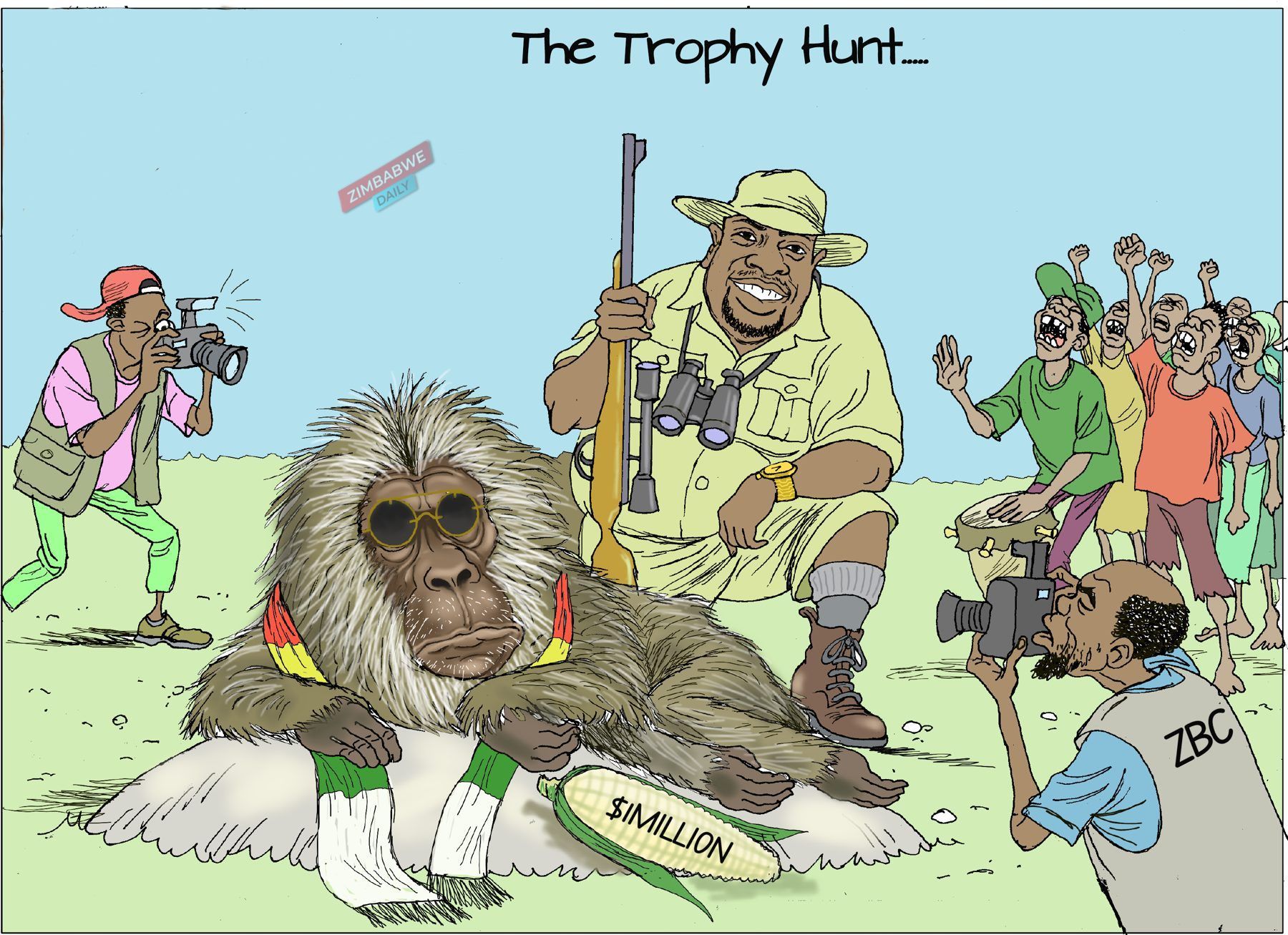 Illustration depicting trophy hunting controversy